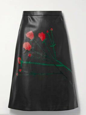 Bernadette Eva Floral-Print Vegan Leather Skirt XS NWT ACCEPTING PRICE OFFERS